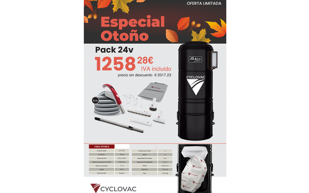 Promoción de otoño Cyclo Vac H725 Black – oferta especial en aspiración centralizada con kit de limpieza